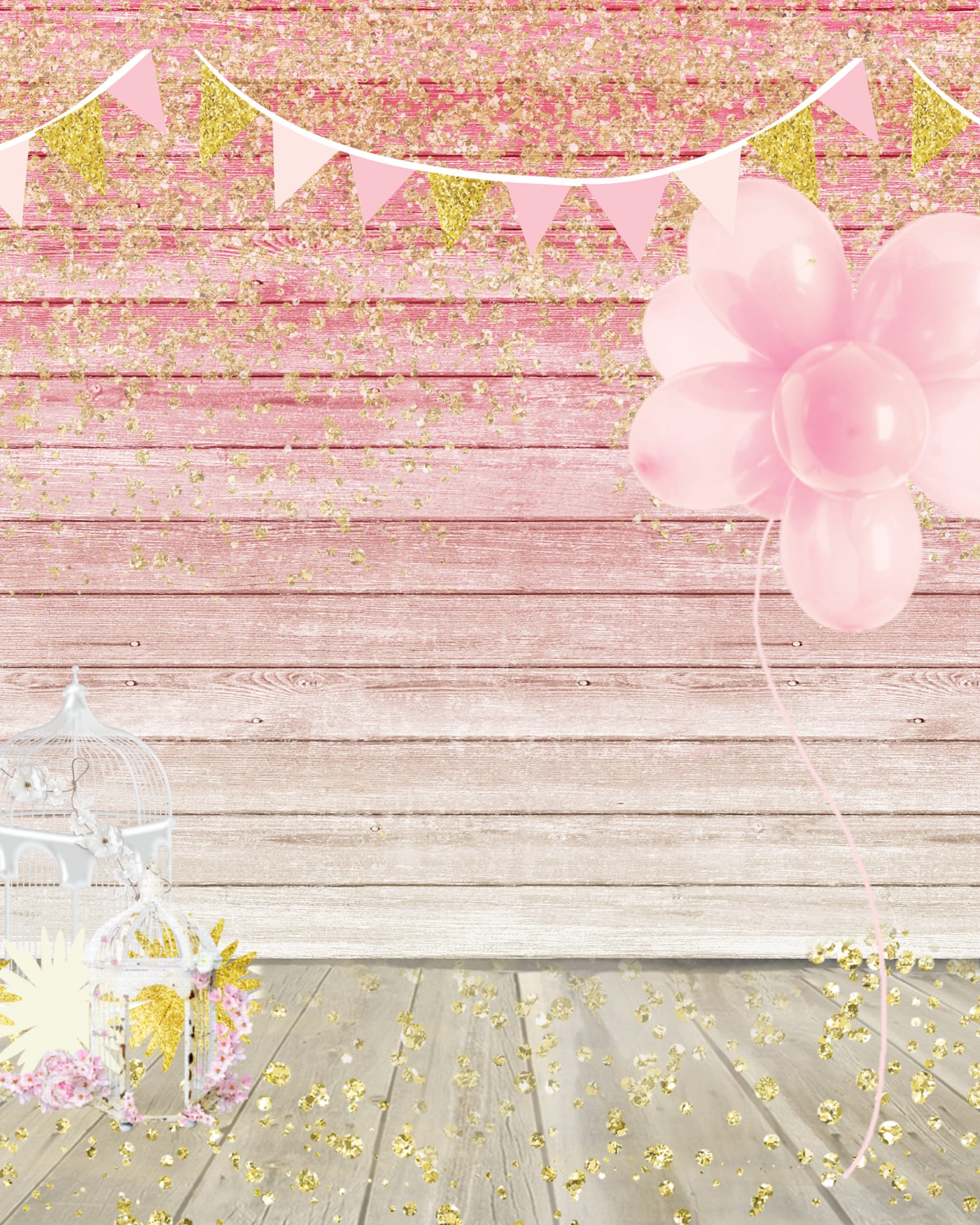 Pink Birthday Backdrop, Photography Background Prop for Children