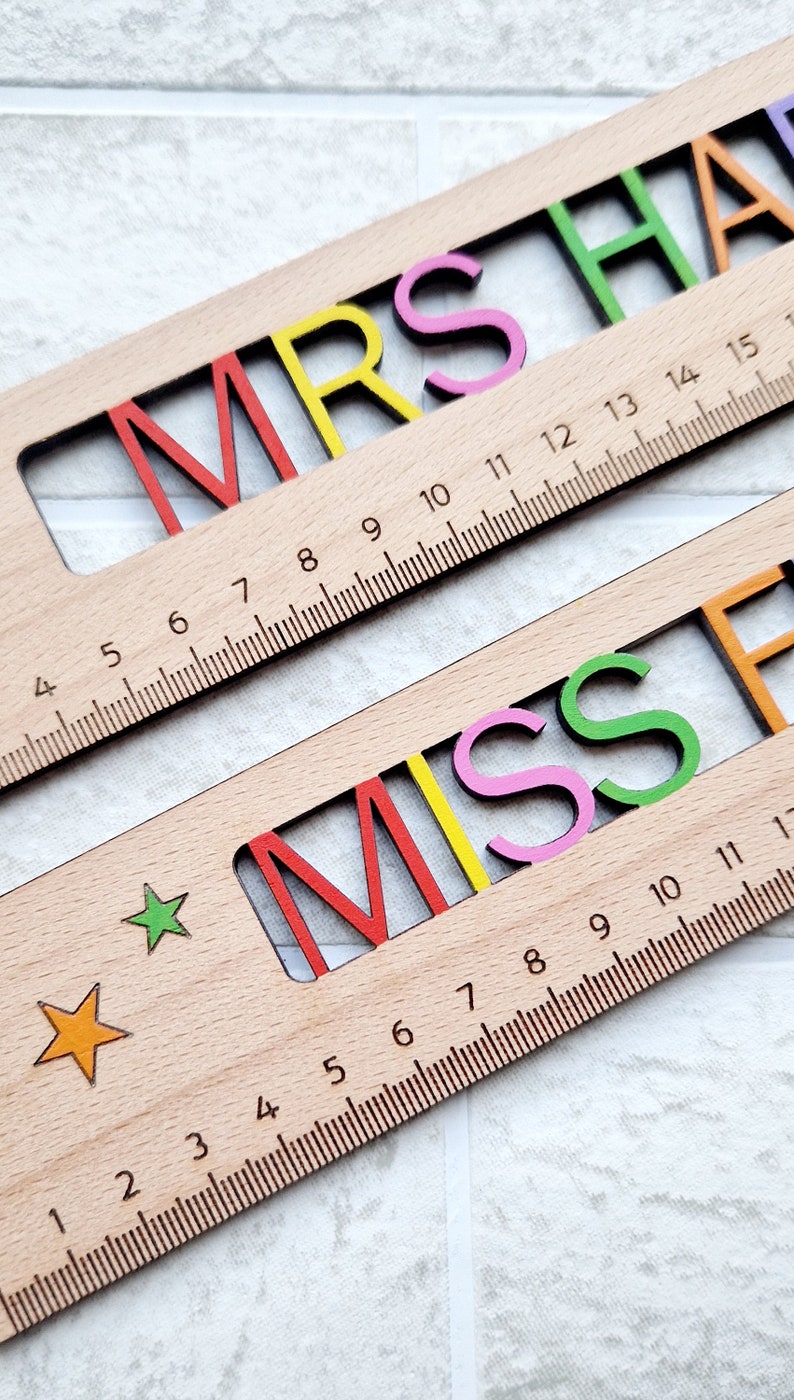 Personalised Wooden Teacher Ruler: Rainbow Colors, Leavers Gift - Etsy