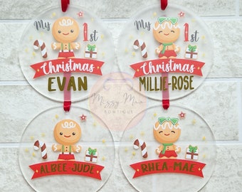 Personalised Christmas Bauble , My First Christmas, Christmas Decorations, Personalised Bauble , Gingerbread Bauble , First Christmas Bauble