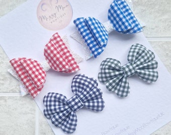 School Hair Bows, Gingham Hair Bows, Gingham School Bows, Back to School Bows, School Sets, School Bows, Girls Hair Bows, School Bobbles