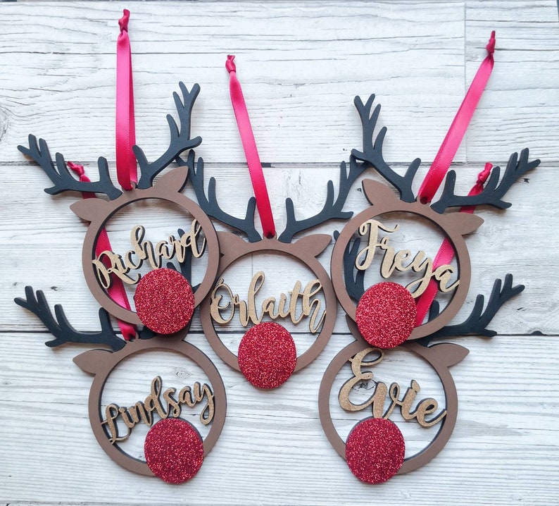 Personalised Christmas Bauble , Christmas Decorations, Personalised Bauble , Reindeer Bauble , Reindeer Decoration image 4