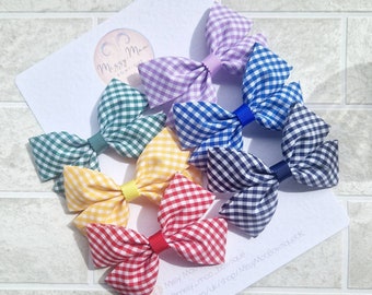 School Hair Bows, Gingham Hair Bows, Gingham School Bows, Back to School Bows, School Sets, School Bows, Girls Hair Bows, School Bobbles