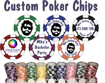 Custom Poker Chips | Your Image or Text | Drink Chips | Wedding | Engagement | Birthday | Company | Golf Token | Party | Bachelor | Party |