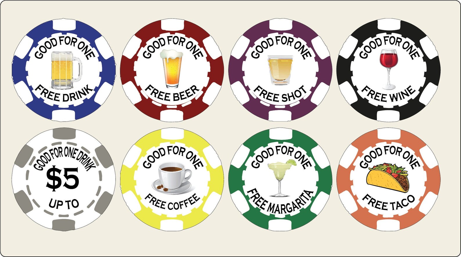 Custom Drink Chips Drink Token Free Drink Drink Chips Etsy