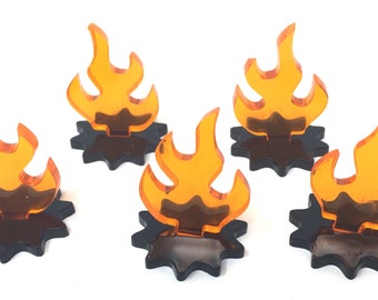 Mini Flame Markers (10) | Gaming Tokens | Acrylic | Board Game | Health | Damage | Sets | Meeples | Dials | Dice