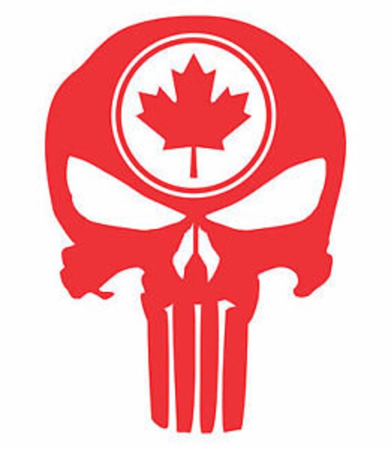 X2 Canada Flag Punisher Maple Leaf Skull Rear Helmet Decal Etsy