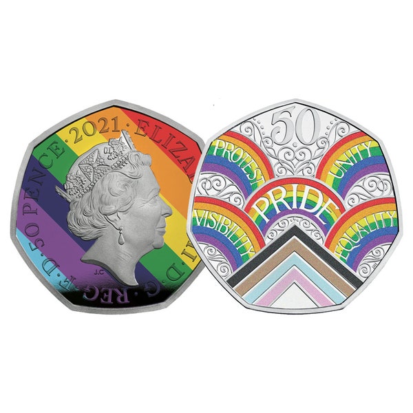 Pride Royal Mint 2022 50p Coin Coloured Coin Duo