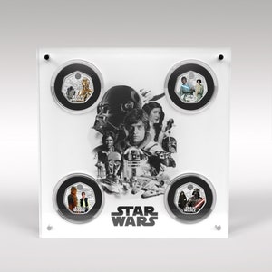 Star Wars 50p 4 Münzserie Ein Acrylständer und Münzen