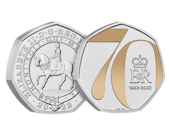 De Platinum Jubilee Uk 50p Coin 2022 Brilliant Uncirculated