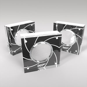3 x James Bond Five Pound Coin Displays