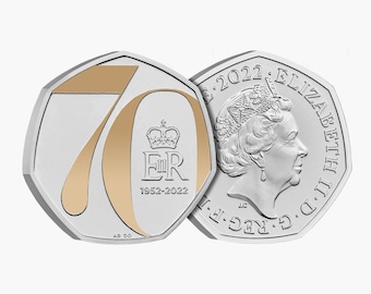 De Platinum Jubilee UK 50p Coin 2022 Ongecirculeerd