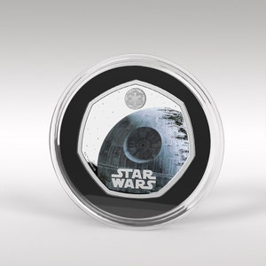 Death Star 50p Royal Mint 2024 Star Wars farbiges Abziehbild BU Münze 4