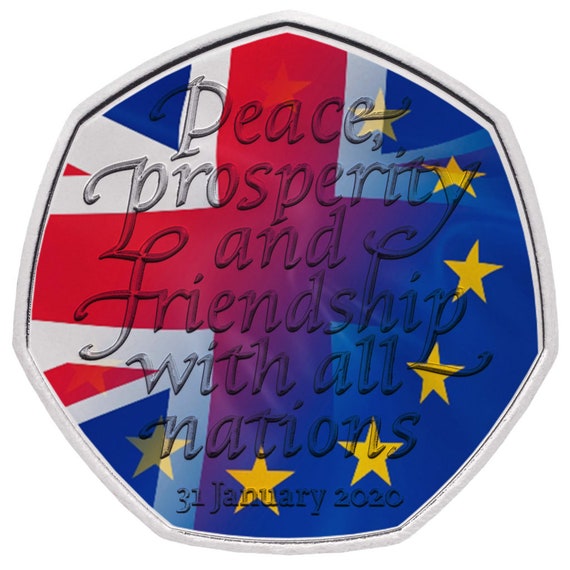 Brexit / Withdrawal From The European Union 2020 Uk 50p Coloured Uncirculated