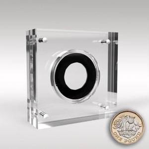 12 Sided 23.43mm One Pound Royal Mint Coin Acrylic Coin Display Case Holder Black