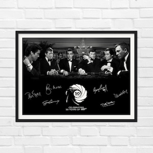 Signed James Bond Casino Print Wall Art Poster Frame Option