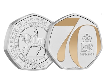 De Platinum Jubilee UK 50p Coin 2022 Briljant Ongecirculeerd