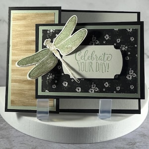 Kits de tarjetas sencillas para principiantes hechas a mano con diseño de libélula floral de Stampin' Up para manualidades artísticas para el autismo