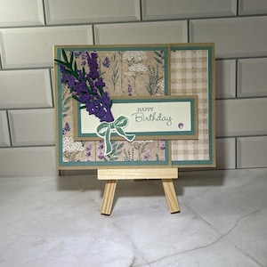 DIY 自閉症アートセラピー、Stampin' Up ペイント ペレニアル ラベンダー、シンプルな誕生日初心者向け手作りカードキット