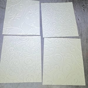 White Greeting Embossed Blank Card Panel, Set of Swirls and Floral Panel