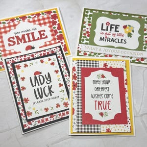 Kit de tarjeta de felicitación hecha a mano con forma de mariquita, sencillo y fácil de hacer para principiantes. Kit de manualidades de primavera y verano que incluye sobres y kit de manualidades para adultos y niños.
