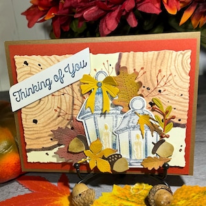 Cartão de felicitações feito à mão Stampin' Up Autumn Leaves Lantern | Fall Thinking of You
