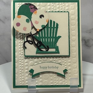 Kits de tarjetas sencillas para principiantes hechas a mano para cumpleaños, silla Adirondack de Stampin' Up, terapia artística para el autismo
