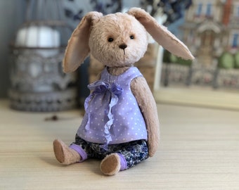 Easter rabbit. Handmade Teddy Bunny. Artist vintage style rabbit. soft sculpture. Birthday gift for daughter.