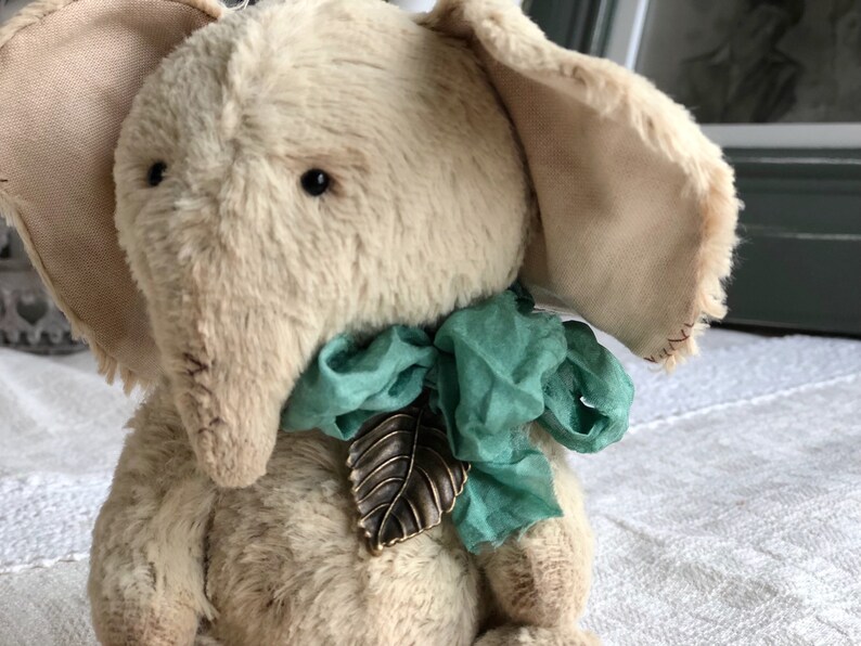 Handmade teddy elephant. Artist soft sculpture. Stuffed animal. Mother day present. Birthday gift for her. image 2