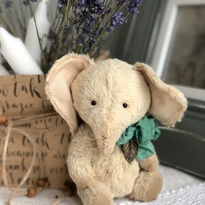 Handmade teddy elephant. Artist soft sculpture. Stuffed animal. Mother day present. Birthday gift for her. image 7
