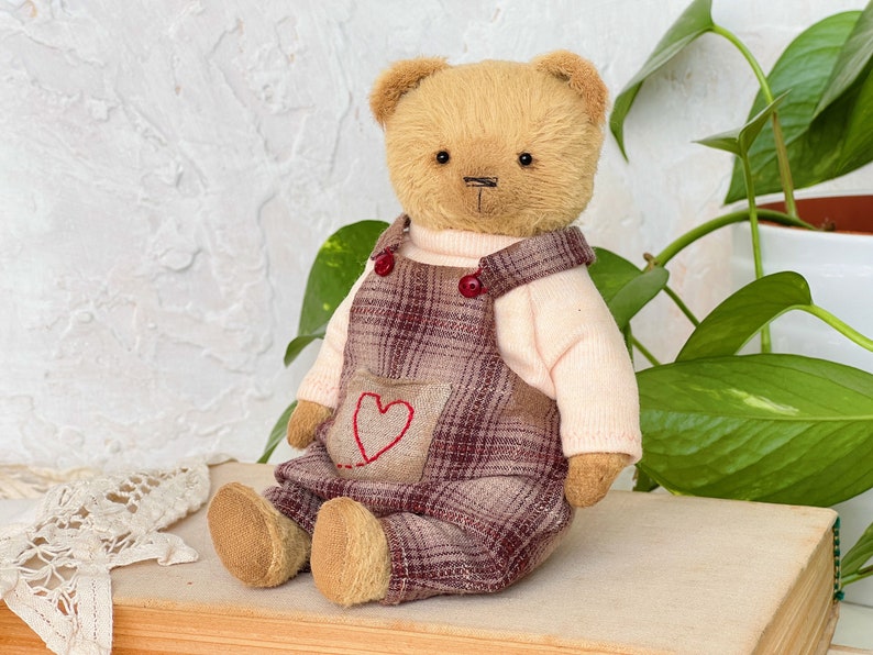 Artist teddy bear. Handmade soft sculpture. Memory toy. Mothers Day gift image 1