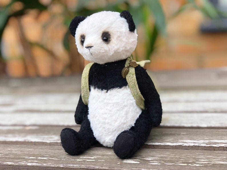Collectible teddy for adults Stuffed toy Birthday gift Soft sculpture. Artist Teddy Bear Handmade teddy style Panda Bear
