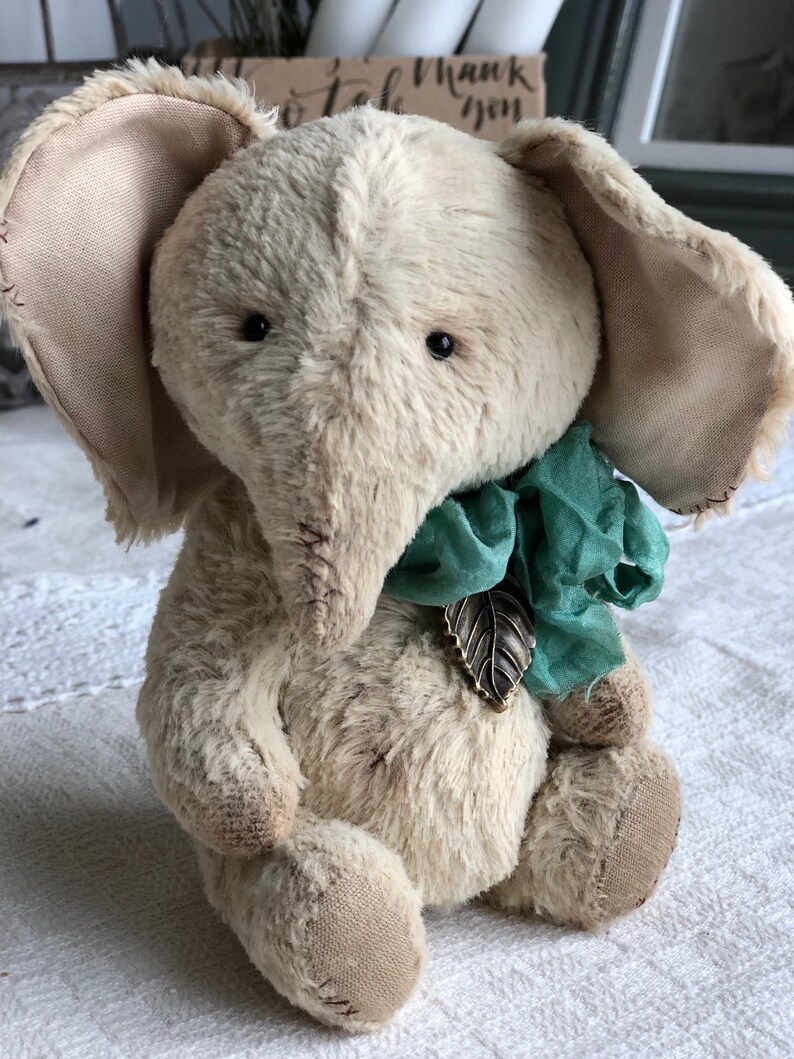 Handmade teddy elephant. Artist soft sculpture. Stuffed animal. Mother day present. Birthday gift for her. image 6