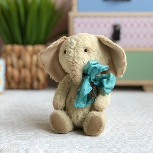 Handmade teddy elephant. Artist soft sculpture. Stuffed animal. Mother day present. Birthday gift for her. image 10