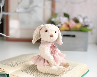 Easter rabbit Artist teddy bunny. Handmade rabbit. Soft sculpture. Vintage style stuff animal. Birthday gift for her