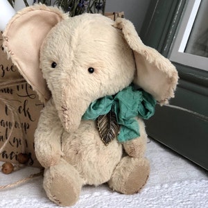 Handmade teddy elephant. Artist soft sculpture. Stuffed animal. Mother day present. Birthday gift for her. image 5