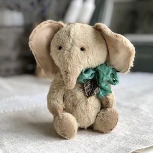 Handmade teddy elephant. Artist soft sculpture. Stuffed animal. Mother day present. Birthday gift for her. image 1