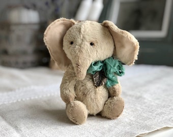 Handmade teddy elephant. Artist soft sculpture. Stuffed animal. Mother day present. Birthday gift for her.