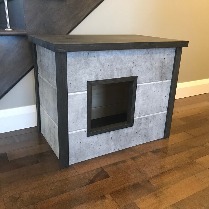 Wooden Cat Litter Box Cover Printed Pine Etsy