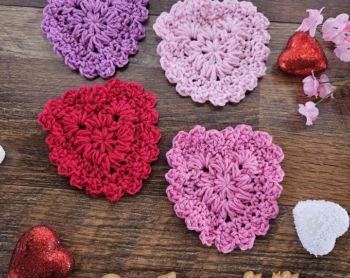 Featured listing image: Meadow Heart Coaster | Made to Order | 100% Cotton | Valentine’s Gift | Crochet Heart Decor