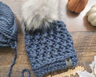 Chunky Crochet Baby Beanie | 3-6 Month Size | Ready To Ship | Newborn Gifts | Baby Boy Hats