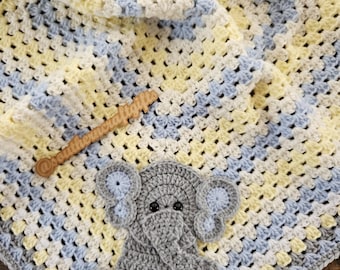 Custom Crochet Elephant Baby Blanket | Soft Acrylic Nursery Keepsake, Made to Order