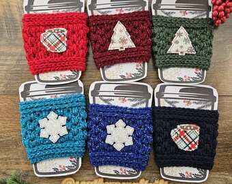 Christmas Coffee Cozy | Crocheted Cup Cozy | Reusable Cup Sleeve | Stocking Stuffer | Holiday Gifts