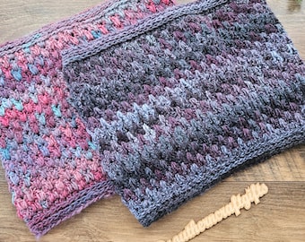 Northern Forest Crochet Cowl | Ready to Ship | Cozy Fall Accessory | Purple Mix & Pink/Blue Mix