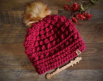 Hand Crocheted Anneliese Beanie, Winter Hat, Ladies Toque, Ladies Winter Hat, Crochet Beanie