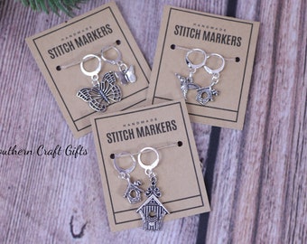 crochet giftbeaded charm stitch markers Snowflake with rhinestone and pearl beads stitch marker gift for knitter luxury knitting notion