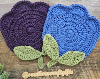 Crochet Tulip Trivet: 100% Cotton Hot Dish Pad, Easter Decor