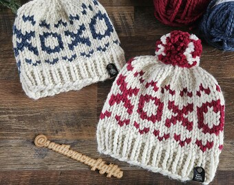 His and Her Valentine's Day Beanies | Women's Winter Hat | Luxury Gift | Handmade XOXO Beanie | Made to Order.