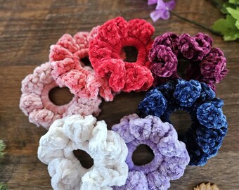 Luxe Velvet Scrunchies | Hair Scrunchies | Gifts for Valentine's Day | Gift Basket | Galentine Gifts | Crochet Scrunchies