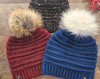 Raised Ridge Beanie | Textured Lightweight & Cozy | 100% Acrylic | Removeable Pom Pom