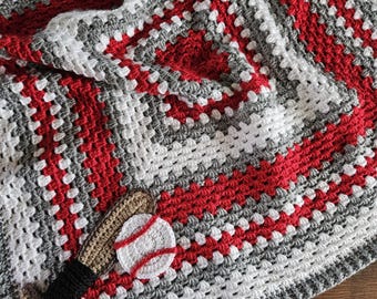 Baseball Theme Baby Blanket | Crochet Blanket | Baby Boy Gifts | Made to Order | Baby Gift for Nursey